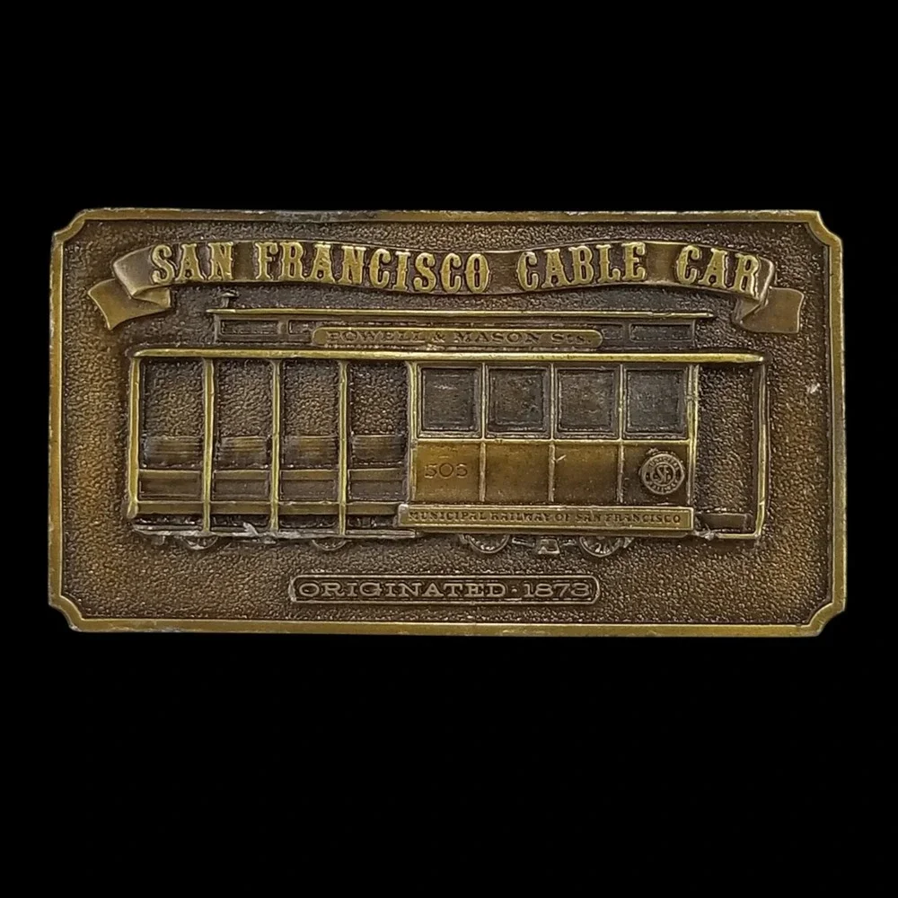Vintage 1976 Bergamot Brass Works San‎ Francisco Cable Car Belt Buckle USA Made